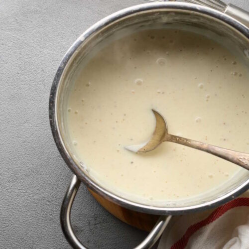 Thick and creamy vegan bechamel sauce.