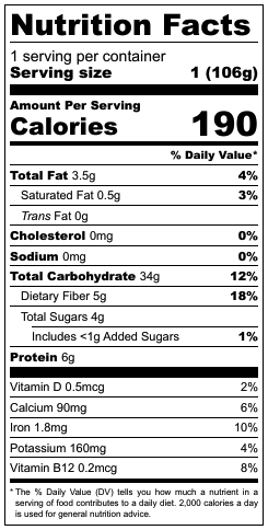 Apple and Raisin Overnight Oats - Nutrition Label