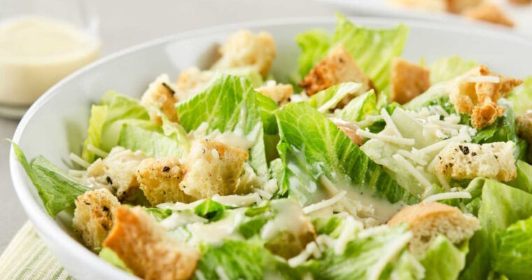 Vegan Chicken Caesar Salad with an Easy Dressing