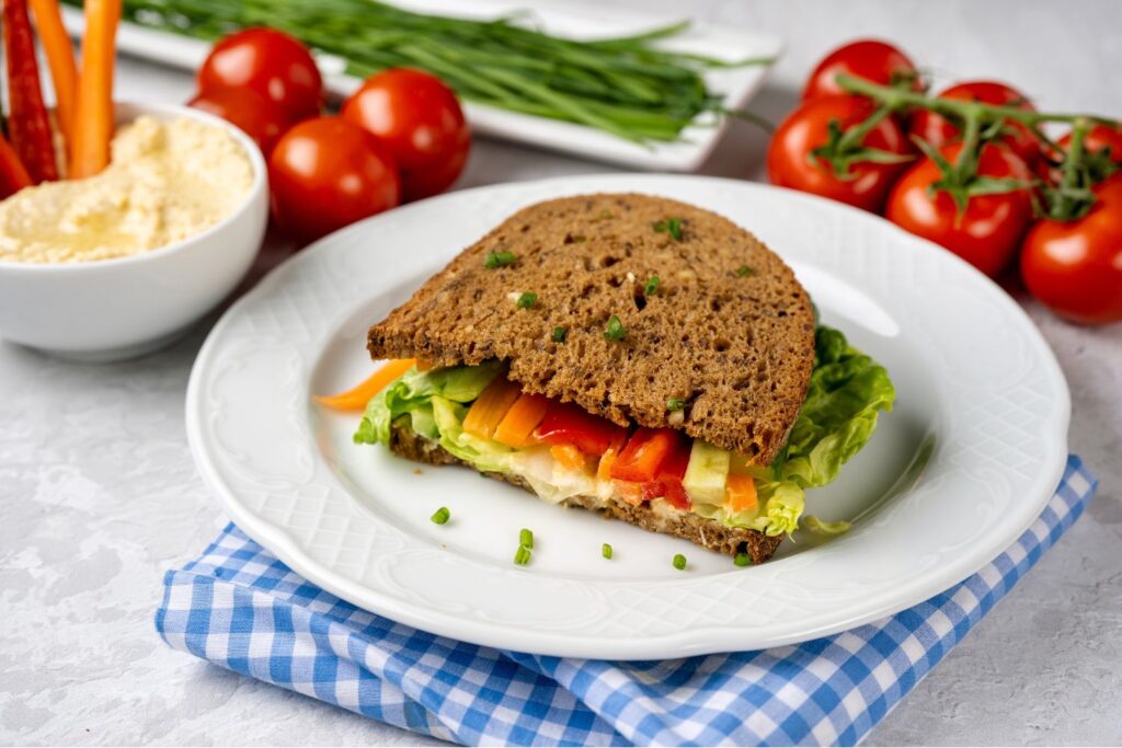 Vegetable Filled Mediterranean Inspired Vegan Sandwich