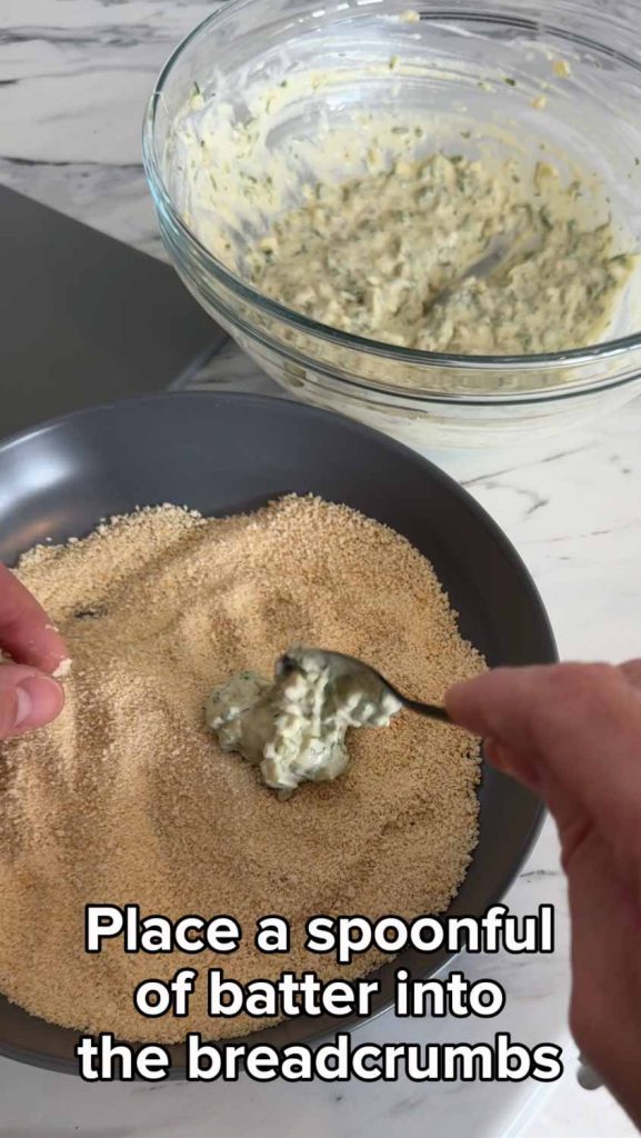 Roll batter in breadcrumbs