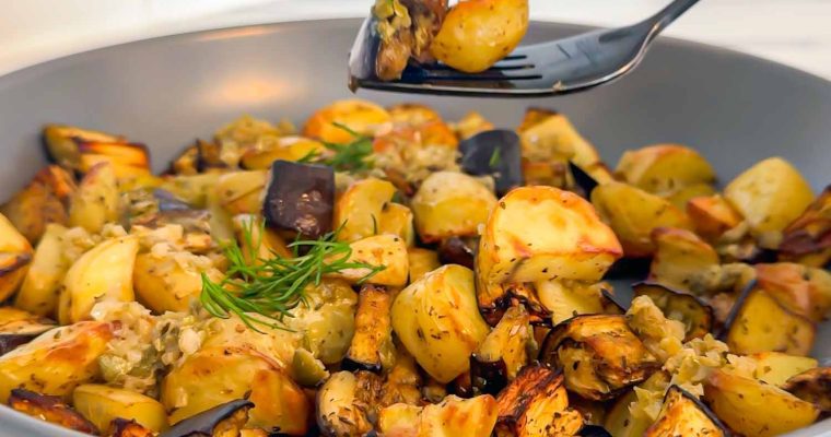 Roasted Aubergine and Potato Salad with Capers