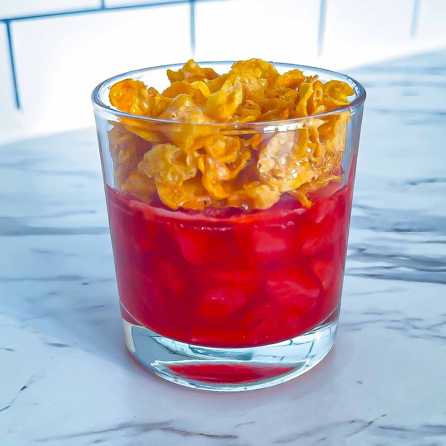 Strawberry and Cornflake Jelly Parfait