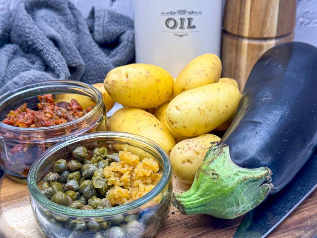 Aubergine and Potato Salad Ingredients