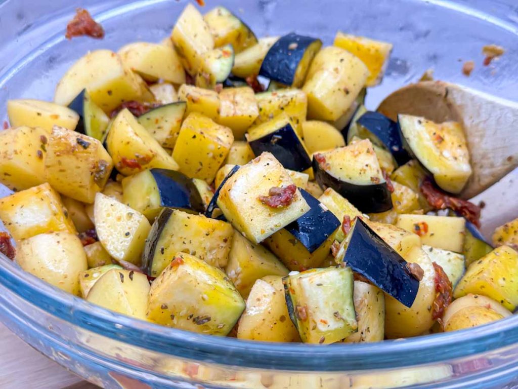 Aubergine and Potato Salad Mixed